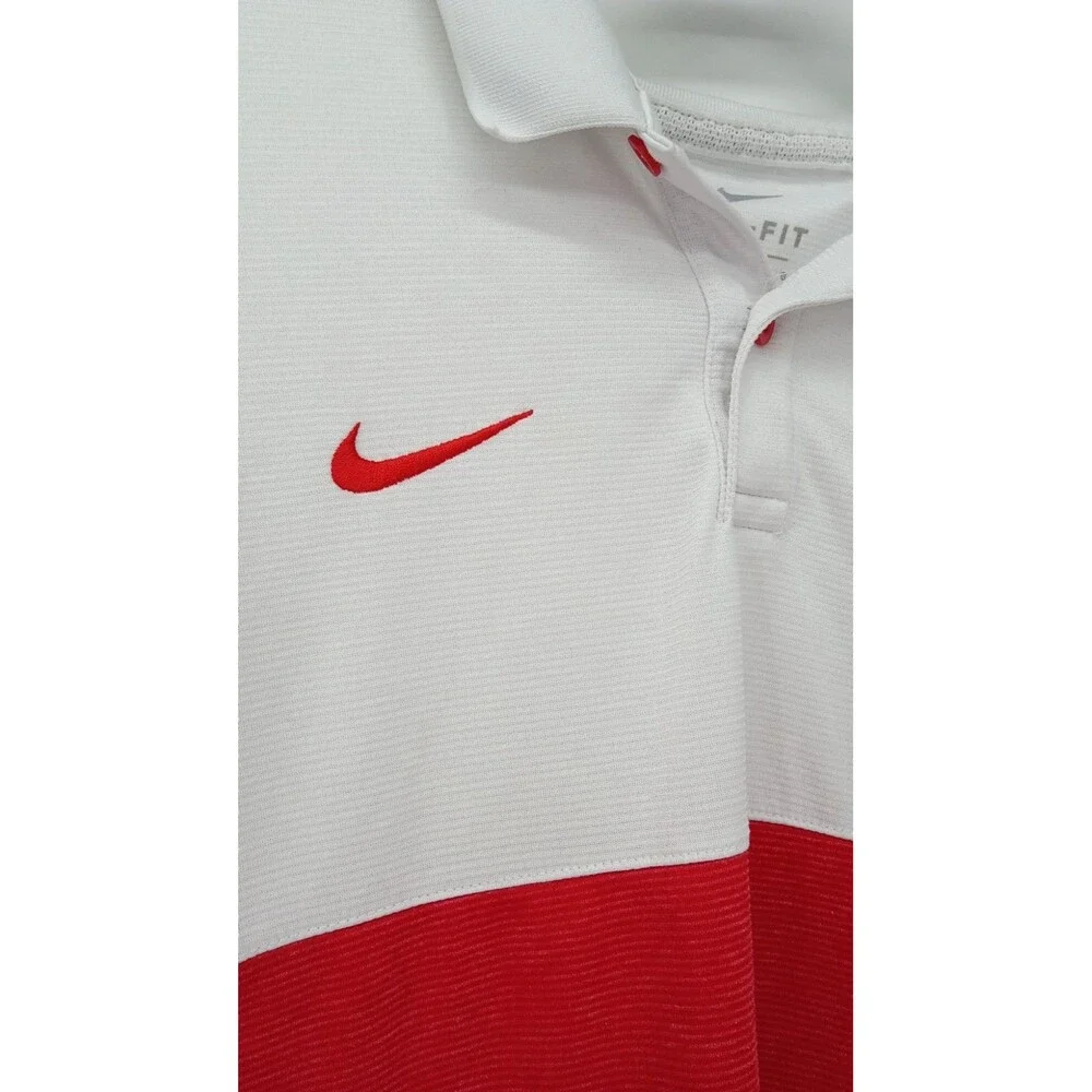 Nike Dri-FIT Samford Bulldogs Polo Shirt Large NCAA Football Colorblock Red
